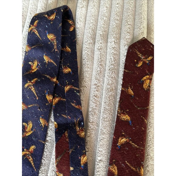 Vintage Tommy Hilfiger Two Tone Blue/Maroon Mens Neck Tie Made In USA Pheasants - Picture 5 of 16